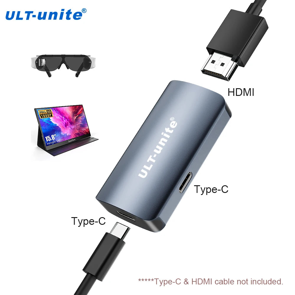 HDMI to Type-C Converter, 4K60HZ HDMI to USB C Adapter for XREAL Air Compatible with RayNeo,Rokid Air,Switch 2,PS5,Steam Deck