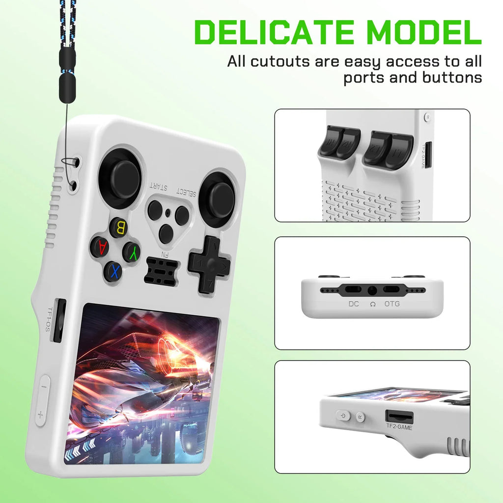 R36S Accessories Set: Silicone Case, Screen Protector, Thumb Grips