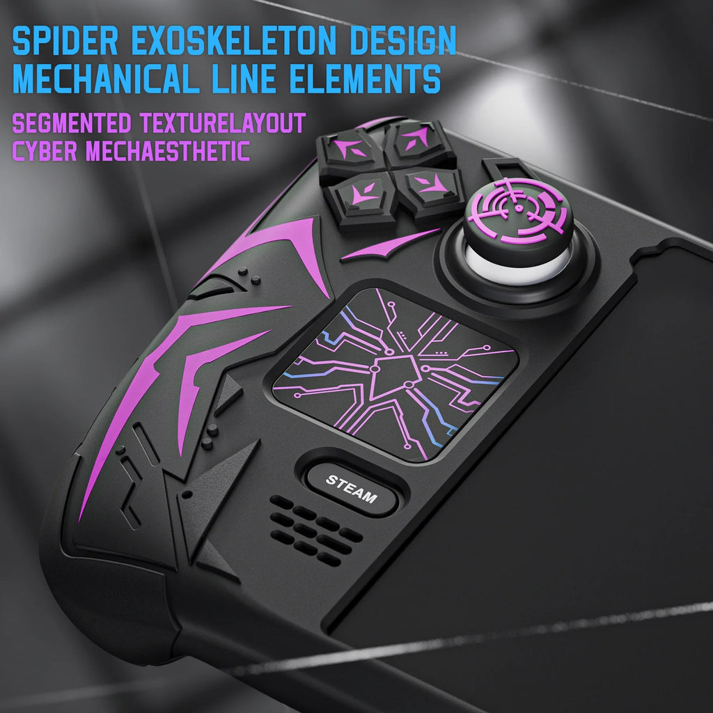 PlayVital Cyber Spider Silicone Case for Steam Deck OLED/LCD, Anti-Slip Grip Cover with Back Button Enhancements,Protective Skin