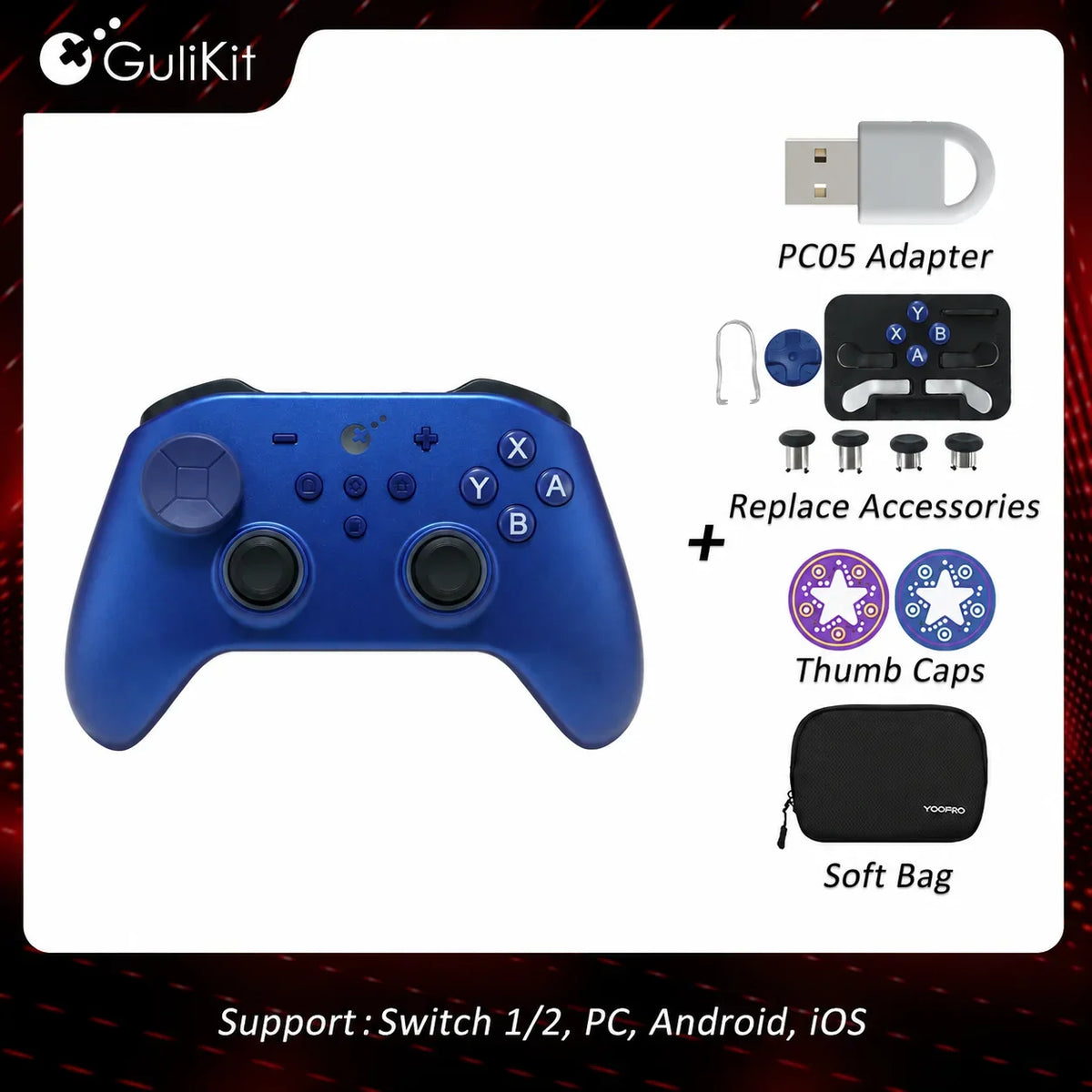 GuliKit TT MAX Controller NS69 Gamepad with TMR Joysticks Anti Drift Gamepad for Windows Nintendo Switch 1/2 Android iOS