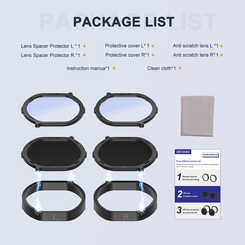 Lens Protector Cover Kit for PSVR2, Protector Accessories Compatible with Playstation VR2, Glasses Spacer Anti-Scratch Ring