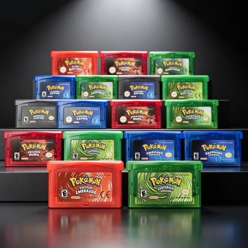 15 styles#Pokémon Series Emerald FireRed Leafgreen Ruby Sapphire 5 Versions GBA Game in Box for 32 Bit Video Game Cartridge
