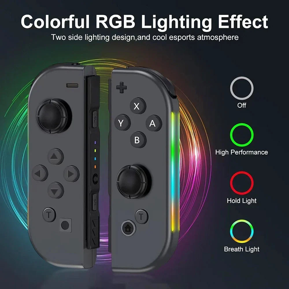 Wireless Game Joypad For Nintendo Switch Controller RGB Color Light Glare Vibration Six-axis Body Sense Joycon L/R Gamepad