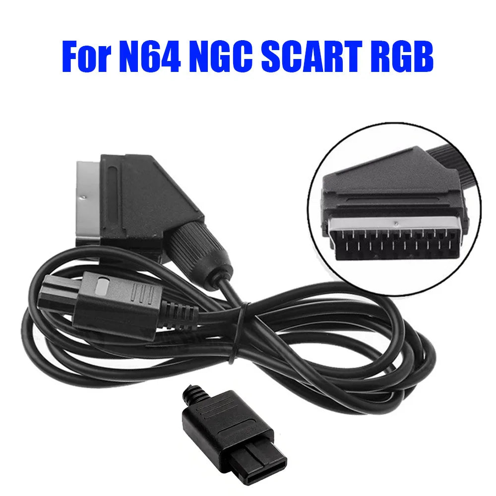 For N64 NGC SFC AV Cord For Nintendo Super Gamicom Gamecube Console Video Cable Extention Line 1.8m RGB Scart Cable
