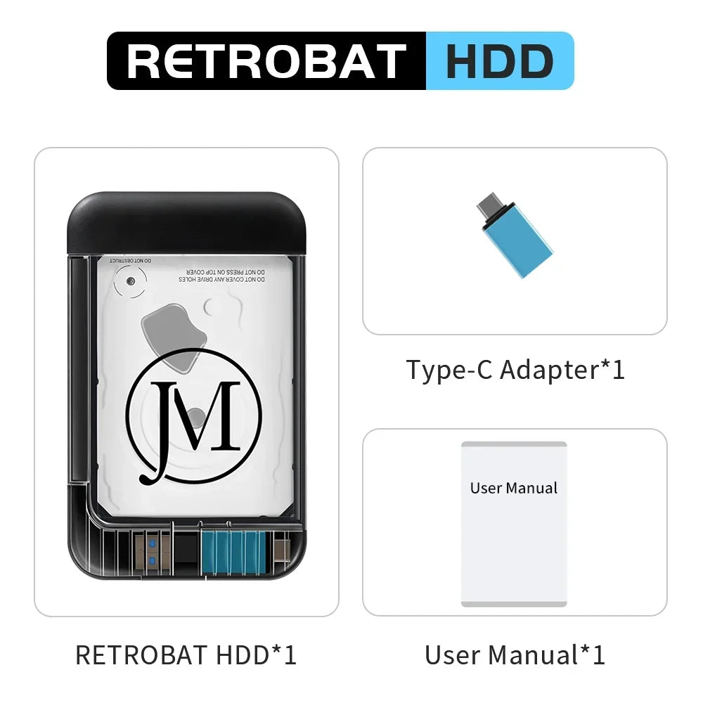 Retrobat 500G HDD for Windows PC, 64000+ Games, PS2/PS3 Emulators