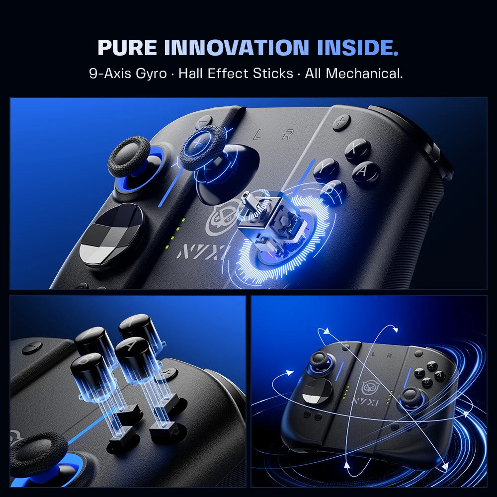 NYXI NJ22 Magnetic Modular Controller for Switch 2, Hall Effect Joystick No Drift, 9-Axis Gyro, Full Mechanical Buttons, Wireless Gamepad for PC/Switch OLED