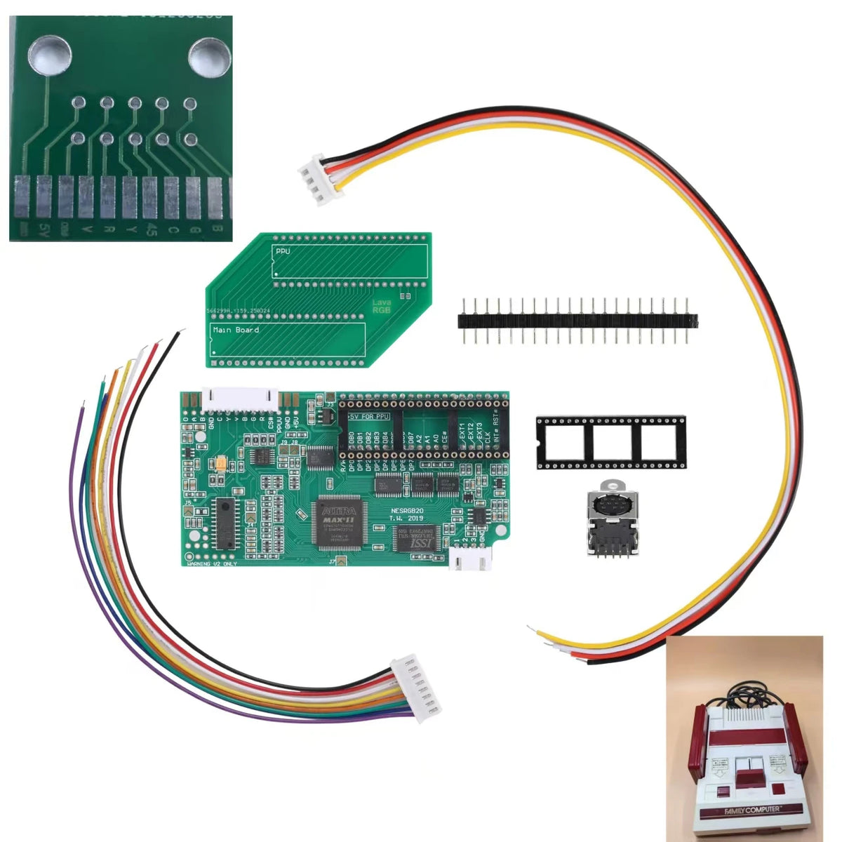 Nes Rgb Output Mod Kit N64 Av Famicom  Consoles Chip Video Retro Games Console Nes Pcb Rgb Fc Kit Motherboard Atop Loader