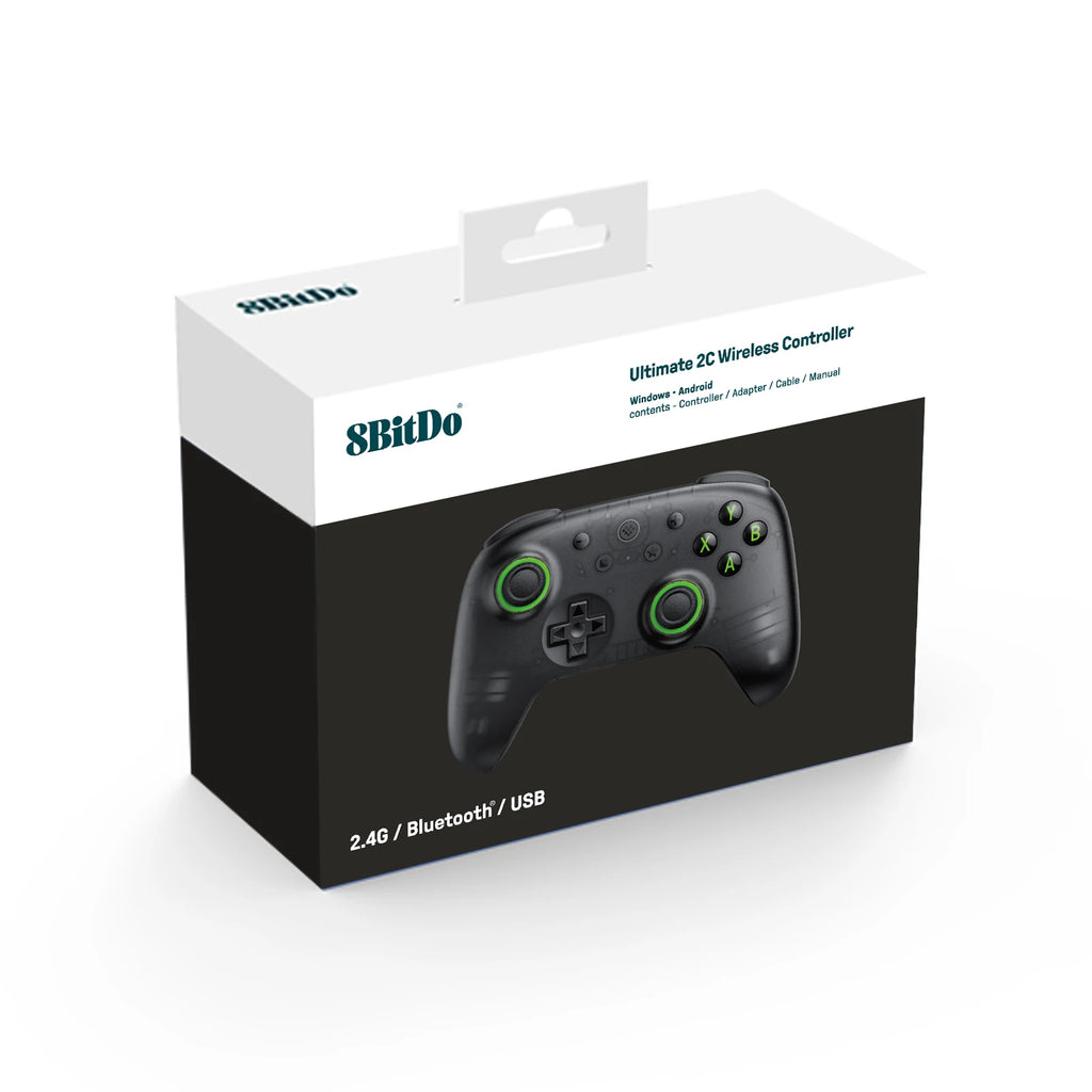 8BitDo Ultimate 2C Wireless Gaming Controller with Hall Effect Joystick for Windows 10/11 Android-New Transparent Black Edition
