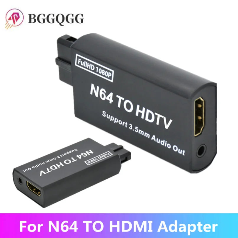 For Game Console N64 to HDMI-compatible Converter Adapter Plug and Play for SNES/NGC/SFC HDMI Adapter with 3.5mm Audio Output