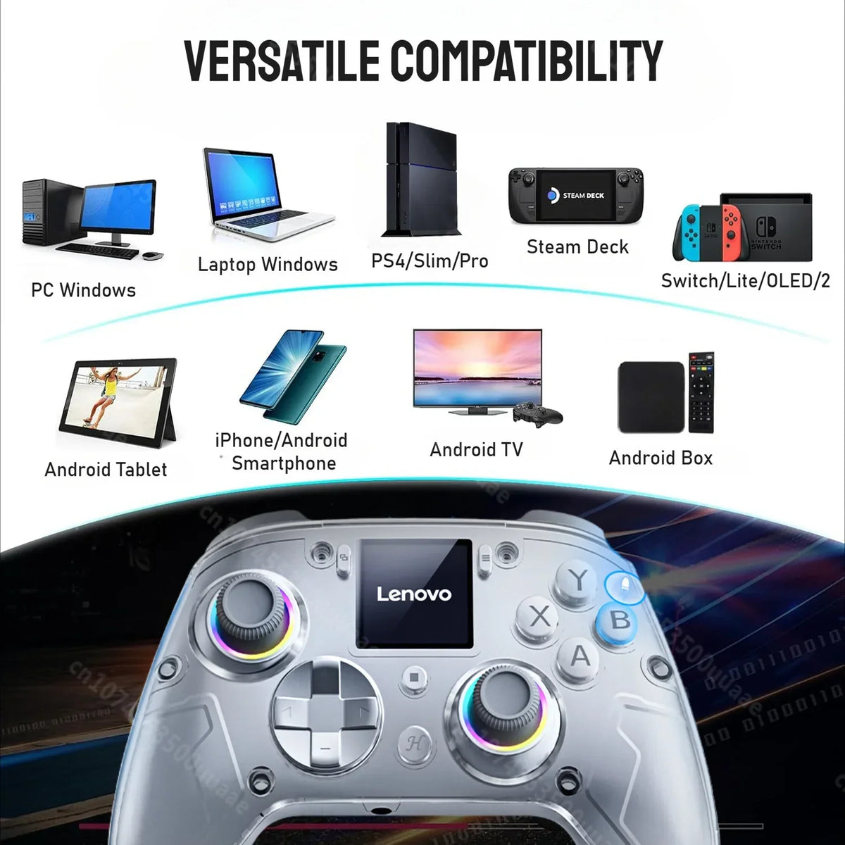 Lenovo X01 Smart Screen Wireless Gamepad, Dual Hall Joystick