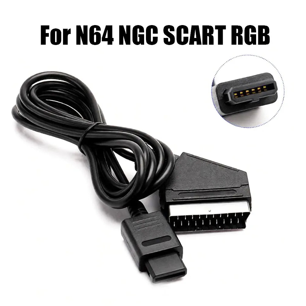 For N64 NGC SFC AV Cord For Nintendo Super Gamicom Gamecube Console Video Cable Extention Line 1.8m RGB Scart Cable