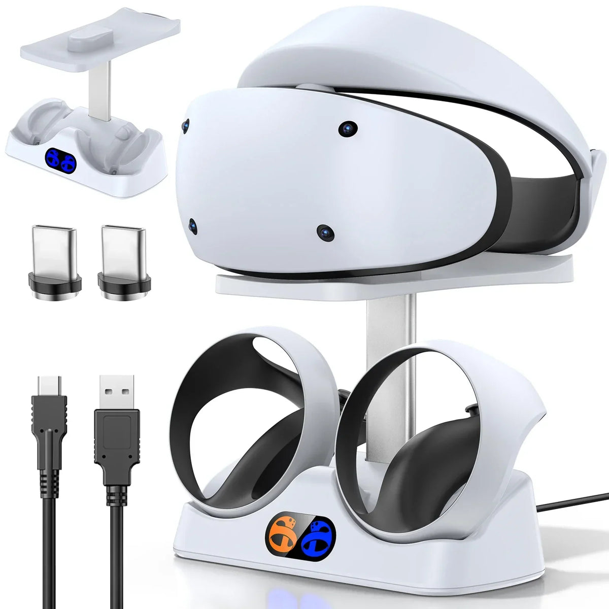 Charging Station Base for PSVR2 Controller VR Headset Display Stand Dual Handle Charge for PS VR2 Playstation VR2 Accessories