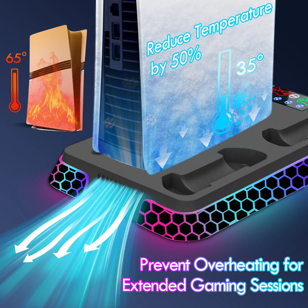 ipega YH66S Cooling Stand for PS5, PS5 Slim & PS5 Pro with RGB