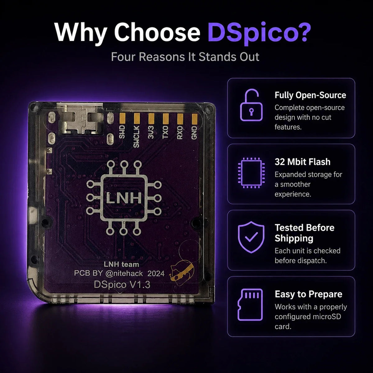 DSpico V1.3 Open-Source Flash Cart 32Mbit RP2040 for NDS/DSi/3DS