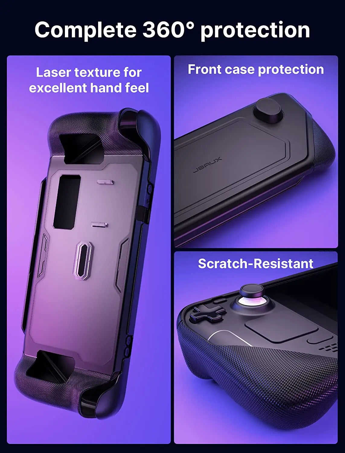 JSAUX PC0104 ModCase for Steam Deck OLED,Protection Case with Front Cover,Back Shell,Metal Bracket and Strap for Steam Deck OLED