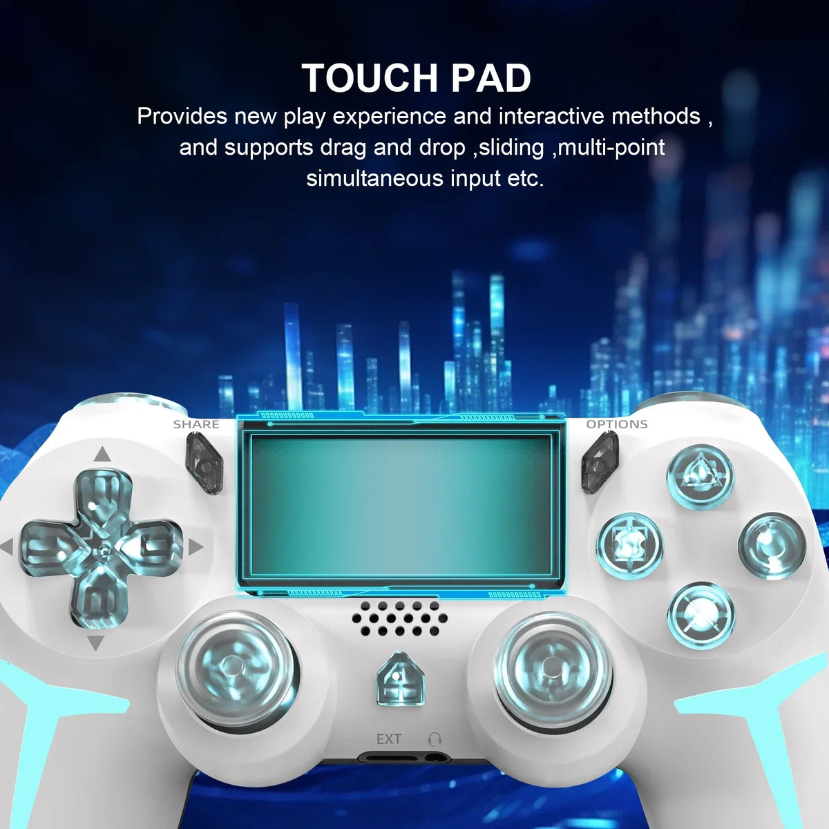 GAMINJA RGB Light Wireless Game Controller For PS4 PS3 Console Computer PC LED Bluetooth Gamepad 6-axis Gyroscope Dual Vibration