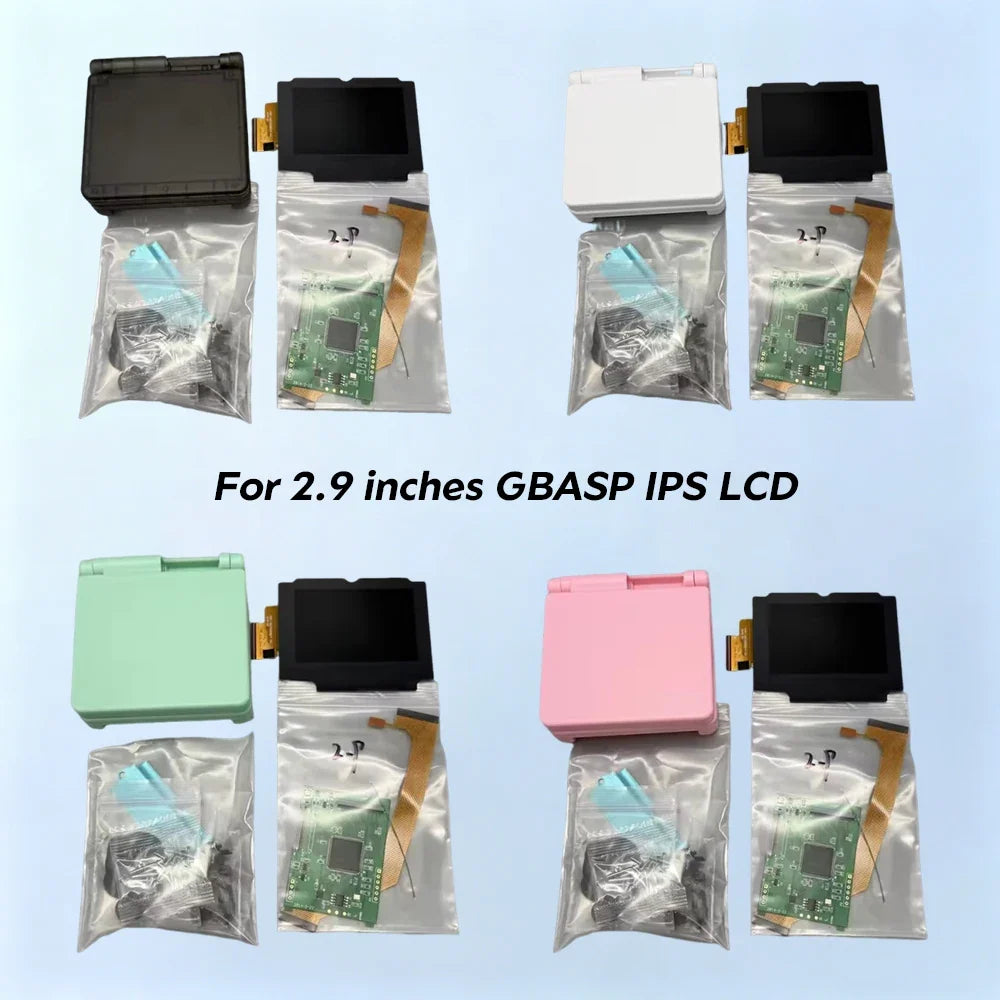 GBA SP 2.9 Inch High Brightness IPS LCD & Full Shell Kit