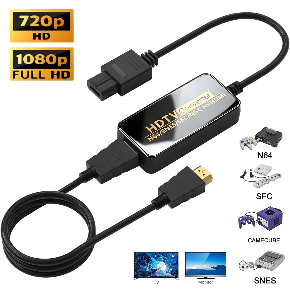 New 1080P HDMI N64 Video Game Converter For Nintendo N64/SNES/SFC HD TV Converter Retro Game Console Video Converter Adapter