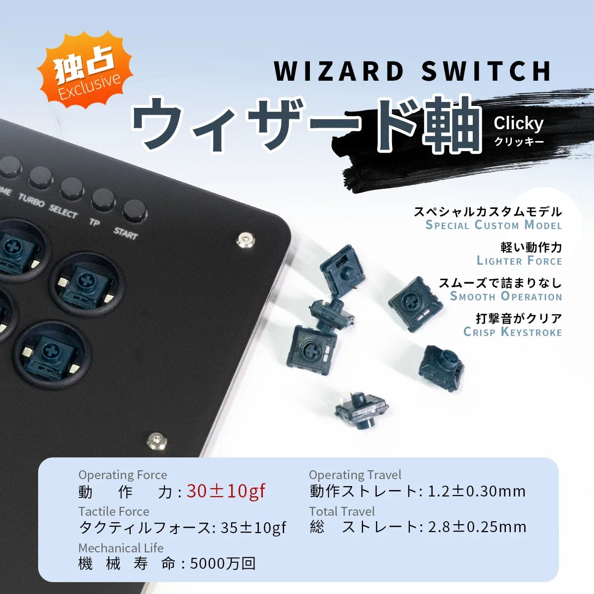 TIKITAKA Hitbox Panda/Wizard/Ghost Low Profile Switch Joystick Controller Accessories Arcade Fighting Stick Keyboard スイッチ