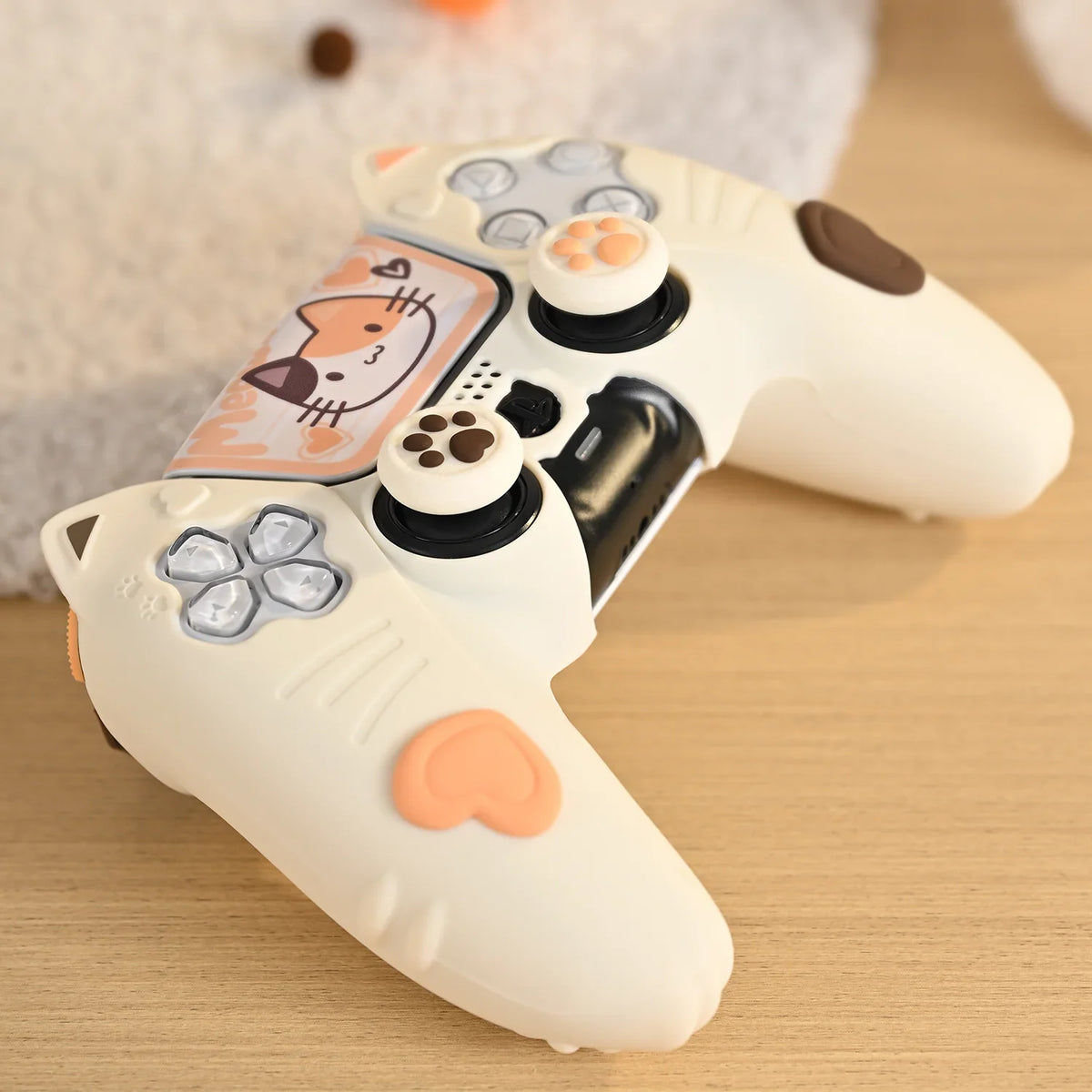 PS5 Controller Silicone Case, Cute Calico Cat Thumb Grip Caps