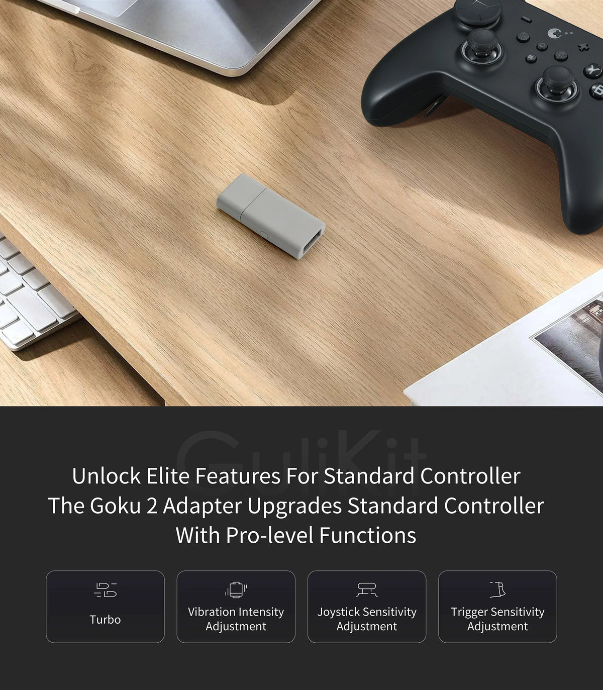 Gulikit Goku 2 Wireless Controller Adapter  Receiver Dongle for Windows Switch 1/2 PS4 Android Xbox Series S/X,Xbox One Platform