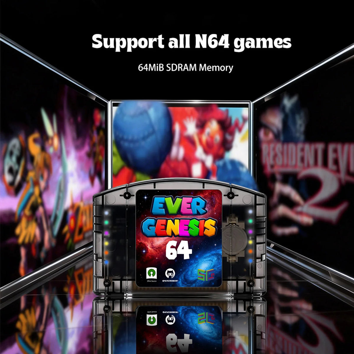 New N64 Open Source Game Card SC64 Flash Cart 9000 in 1 Video Game Console Modular Chip 6TG With 64G TF Card