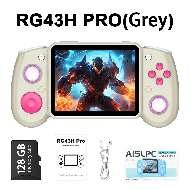 AISLPC RG43H PRO Handheld Game Console 4.3 IPS Screen Dual System 22000+Games 2.4G WIFI RK3562 Chip Portable Pocket Video Player