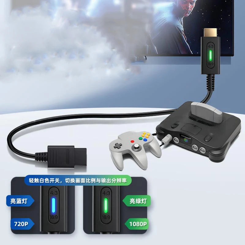 High quality For N64 NGC SNES SFC NEWFC SFC-JR Console 1080P Gold Plated HDMI Adapter Cable HD Video Conversion Accessory