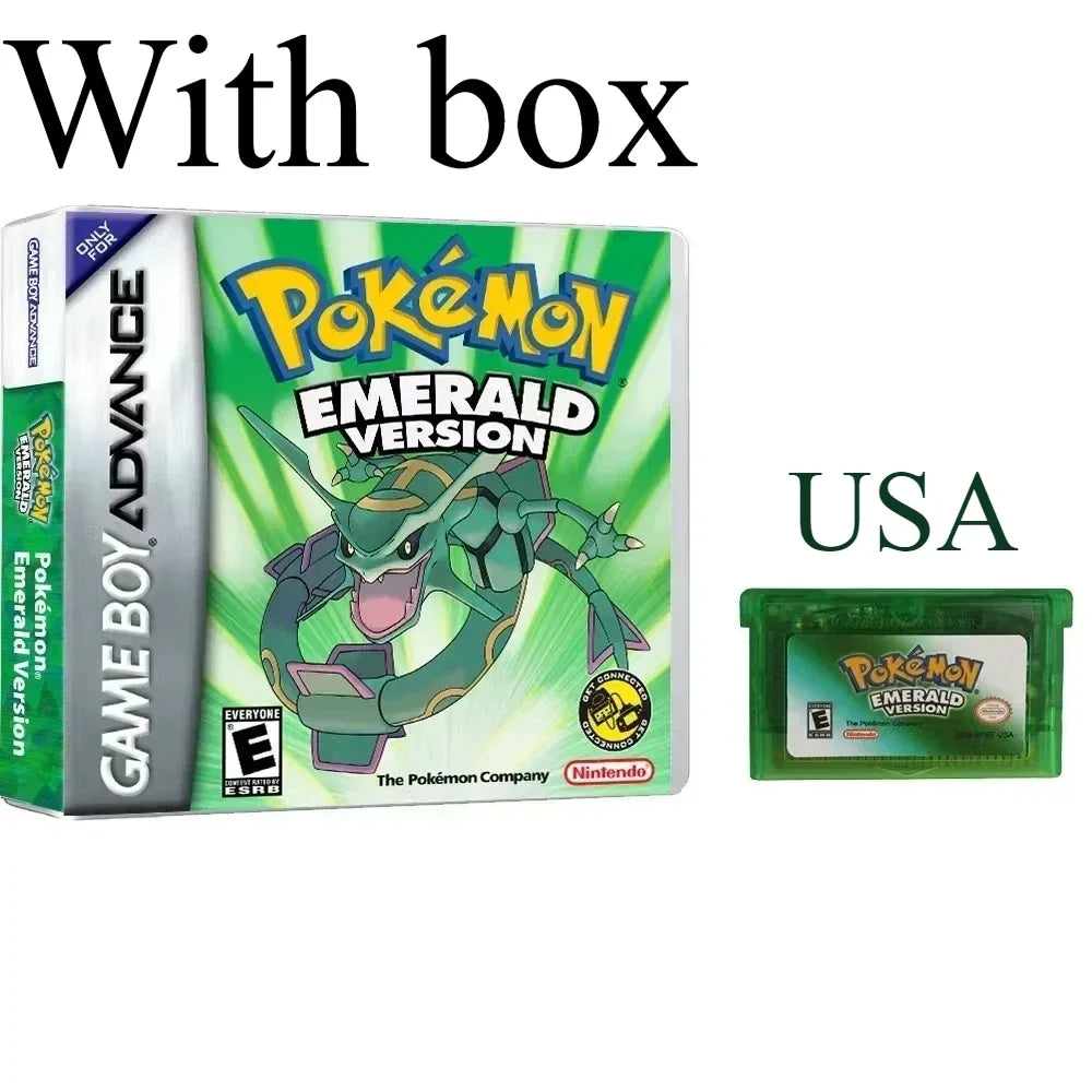 Multiple versions of the American Pok é mon series GBA game box with 32-bit video game cartridges No manual available