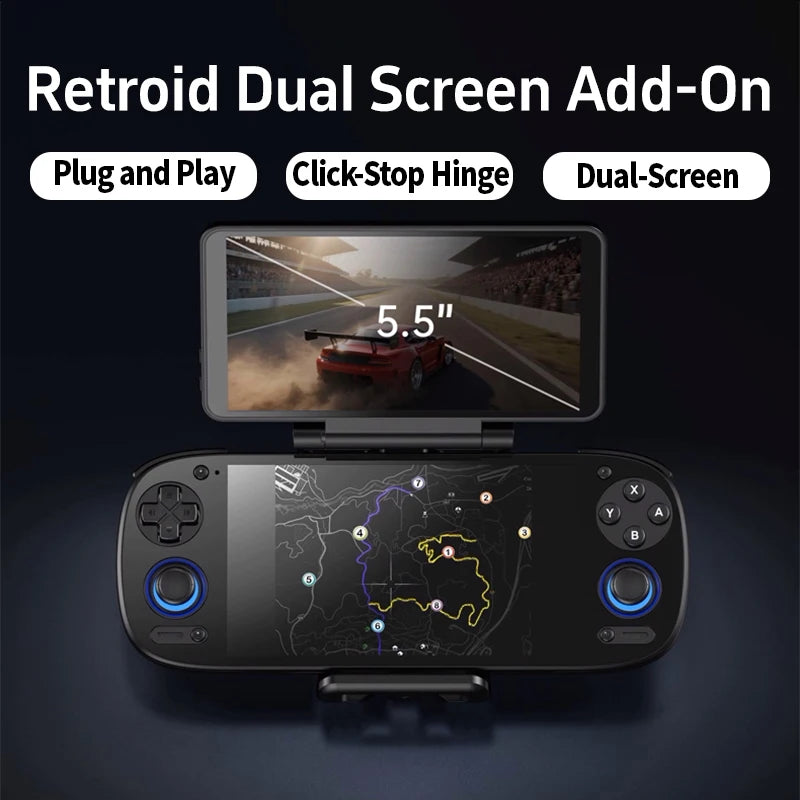 For RP6 RP5 ODIN3  Retroid Dual Screen Add-on Expand 5.5 Inch Oled Screen Back Clip Design With TypeC Plug