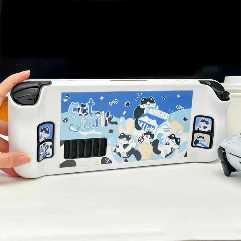 Steam Deck/OLED Magic Milk Cat Hard PC Case, Non-Slip Cover