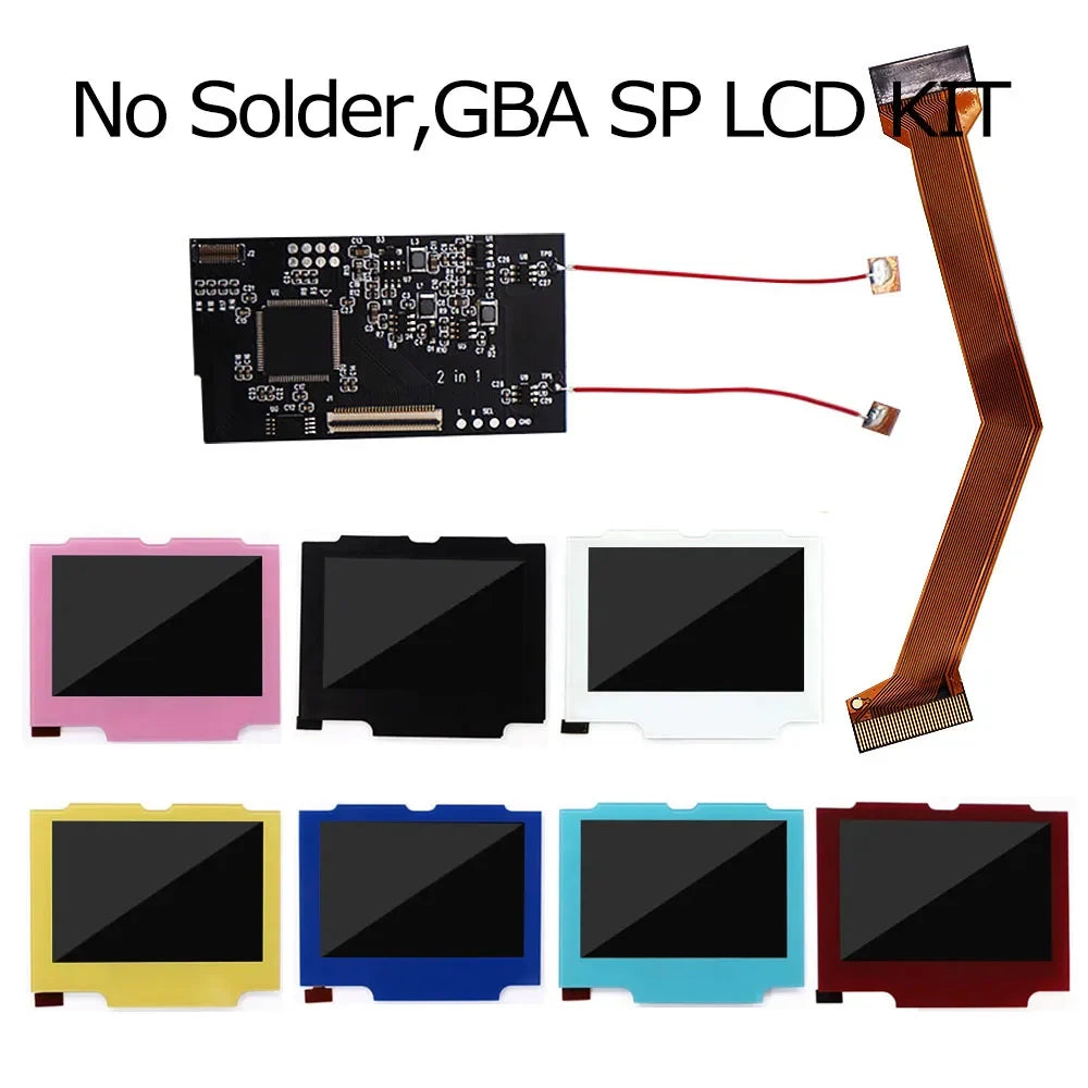 No Solder For GBA SP V2 IPS LCD Screen Backlight Backlit Color Model Kit For Game Boy Advance
