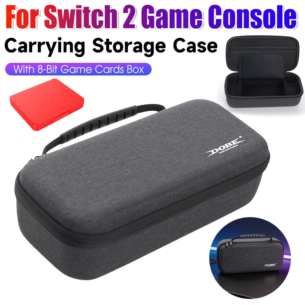Game Console Carrying Case With 8-Bit Game Cards Storage Box Set Handheld Gaming Bag With Mesh Pocket For Switch 2 Game Consoles