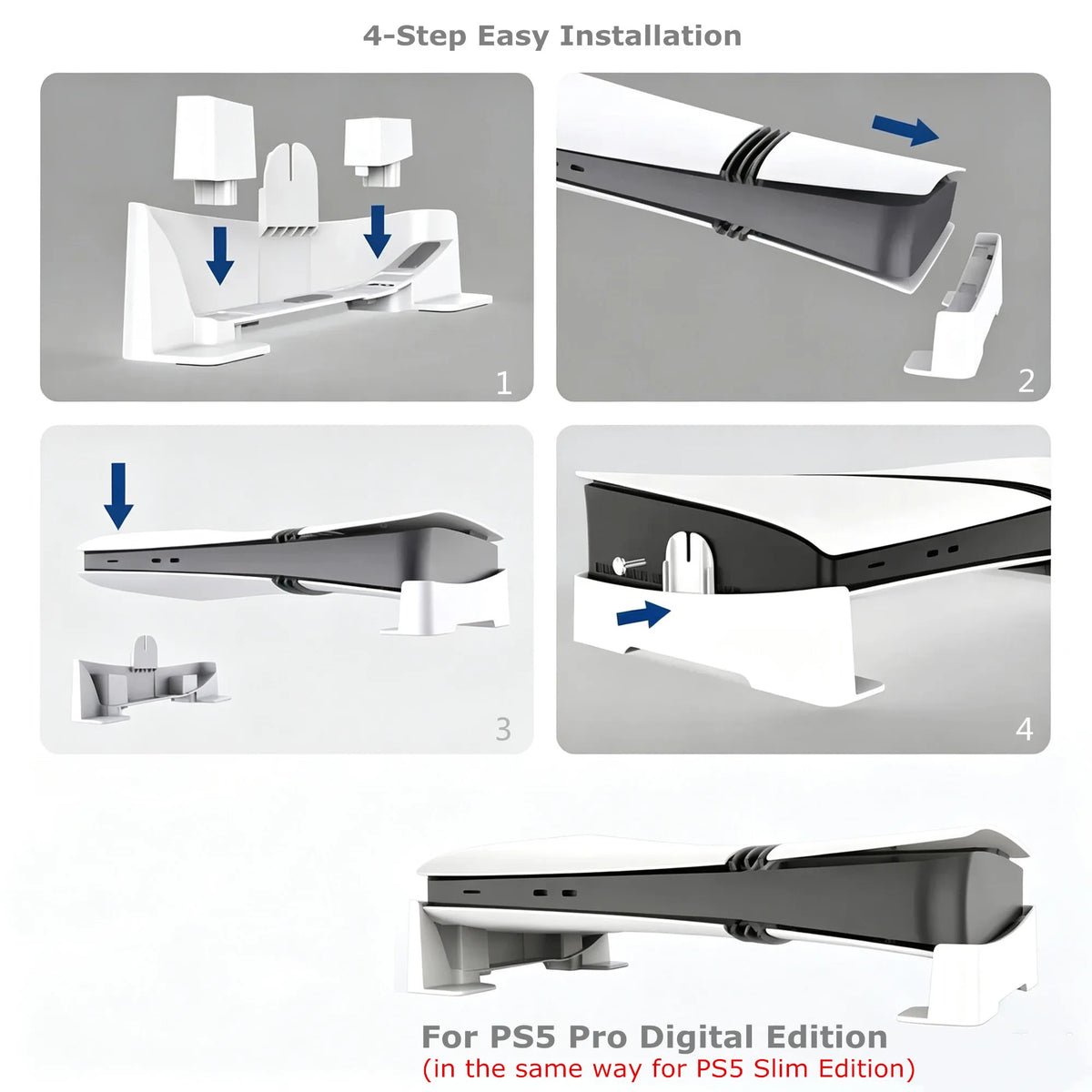 KOMIER P525 Horizontal Stand for PS5 Pro and PS5 Slim, White