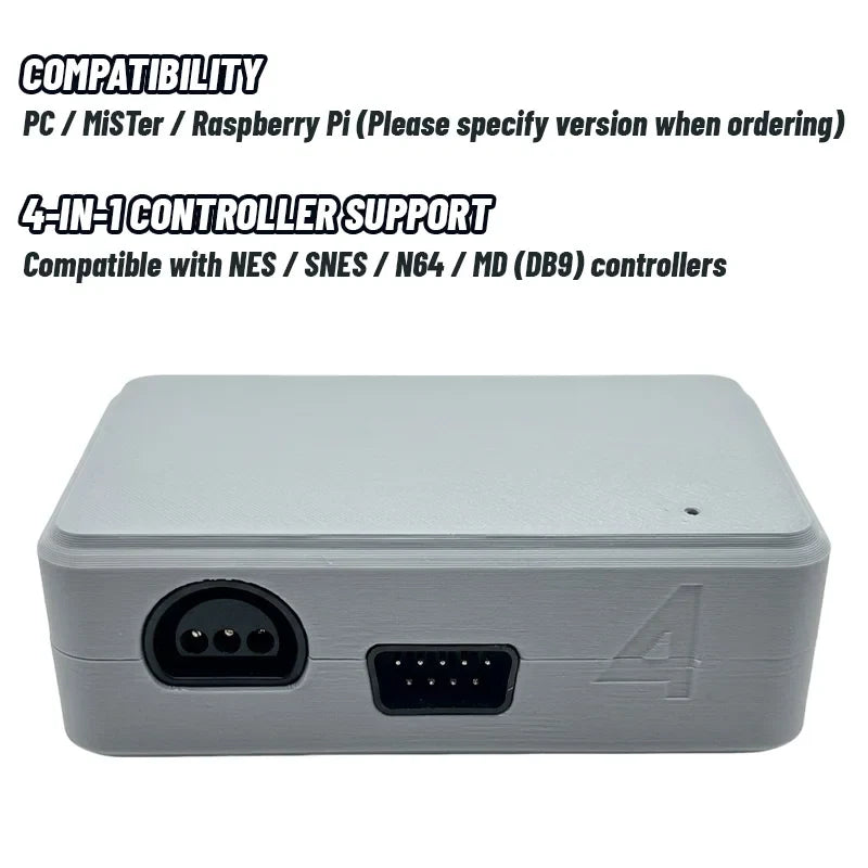 USB 4-controller SFC/NES/MD/N64 Controller To Type-C Interface Adapter 3D Printed Housing 7Pin Controller Interface Controller