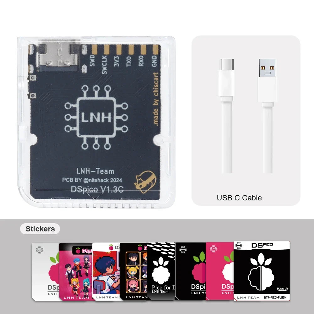 Chisfamily USB-C DSpico Game Reader Adapter 16 MBit Ultra-Low Power With LED RP2040 MCU for Nintendo DS, NDSL, DSi, 3DS Consoles