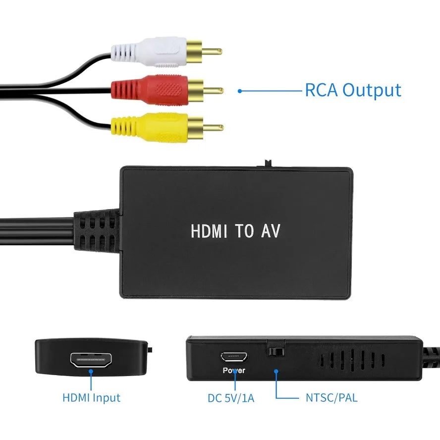 HDMI to AV RCA Converter with PAL and NTSC Support