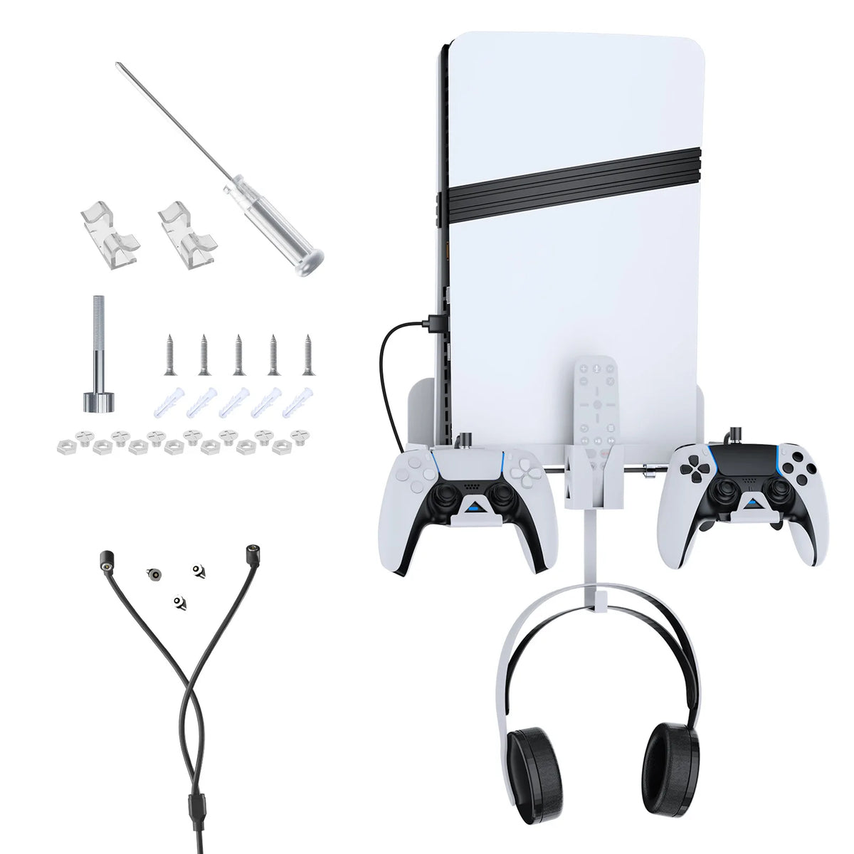 For PS5 Host Bracket Compatible PS5 Host Wall Mounted Bracket with Controller Charging Cable Set Game Accessories
