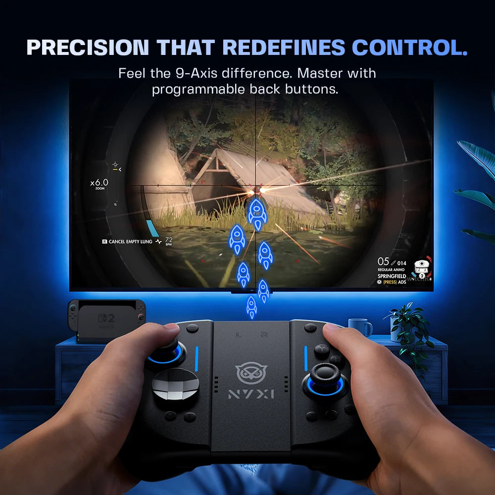 NYXI NJ22 Magnetic Modular Controller for Switch 2, Hall Effect Joystick No Drift, 9-Axis Gyro, Full Mechanical Buttons, Wireless Gamepad for PC/Switch OLED