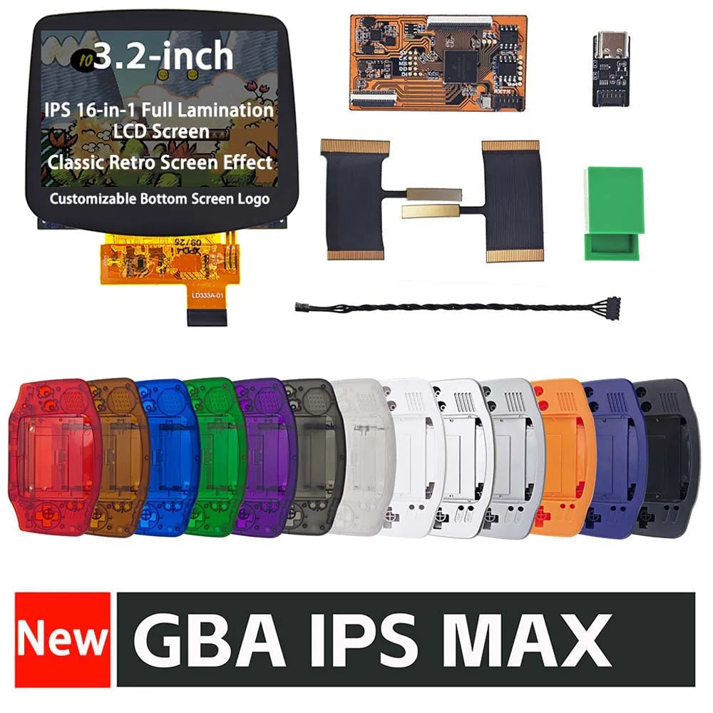 GBA V4 IPS MAX 3.2-Inch Laminated LCD Kit with Dedicated Shell