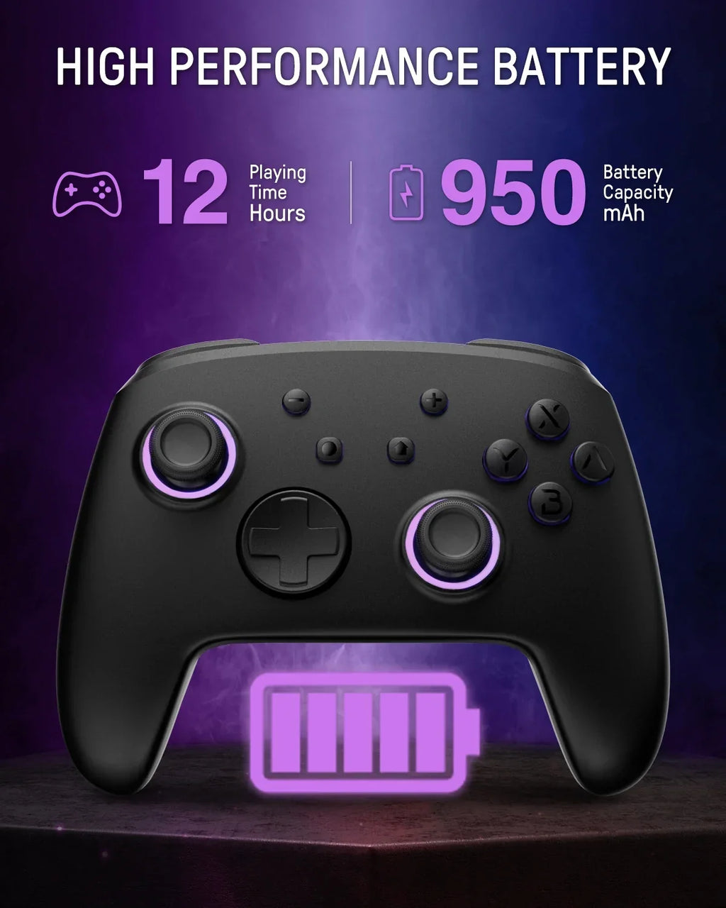 FUNLAB Firefly Luminous Pattern Wireless Pro Controller For Nintendo Switch 2/1 with 7 LED Colors/NS/Paddle/Turbo/Motion Control