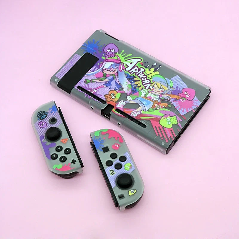 Anime Split Protective Case for Nintendo Switch OLED Transparent Matte Anti-slip Joy-Con Controller Protective Case Dock Cover