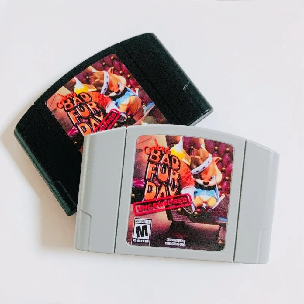 N64 Game Cassette, US Version,Conker's Bad Fur Day(Uncensored)，Slasher Kart64 ，WWF WrestleMania X,  64-bit English Game Cassette