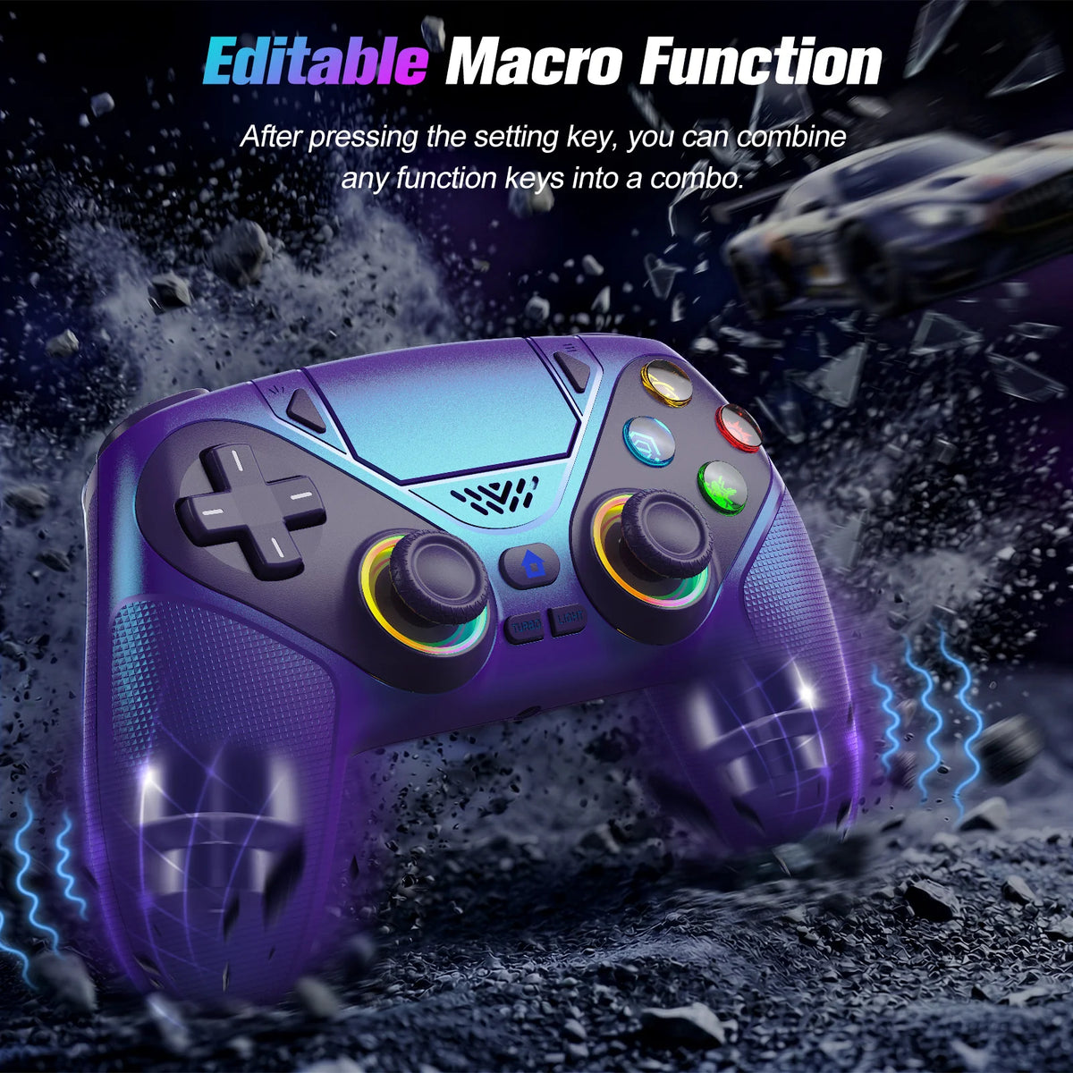 Wireless RGB Controller for PS5 PS5 Pro Slim and PC