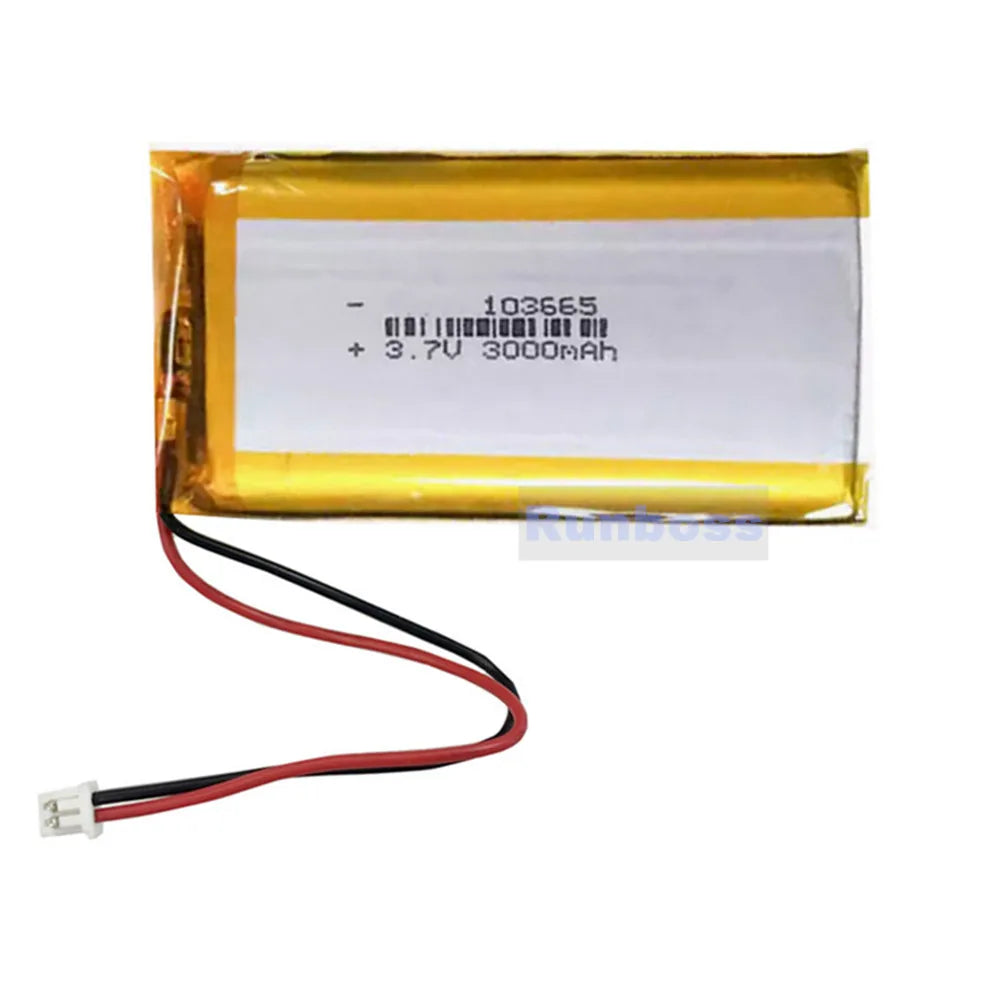 10PCS 103665 With JST 1.25mm Plug Li-Polymer Battery 3.7V 3000mAh For Open Source Console Miyoo Mini Plus Game Machine Battery