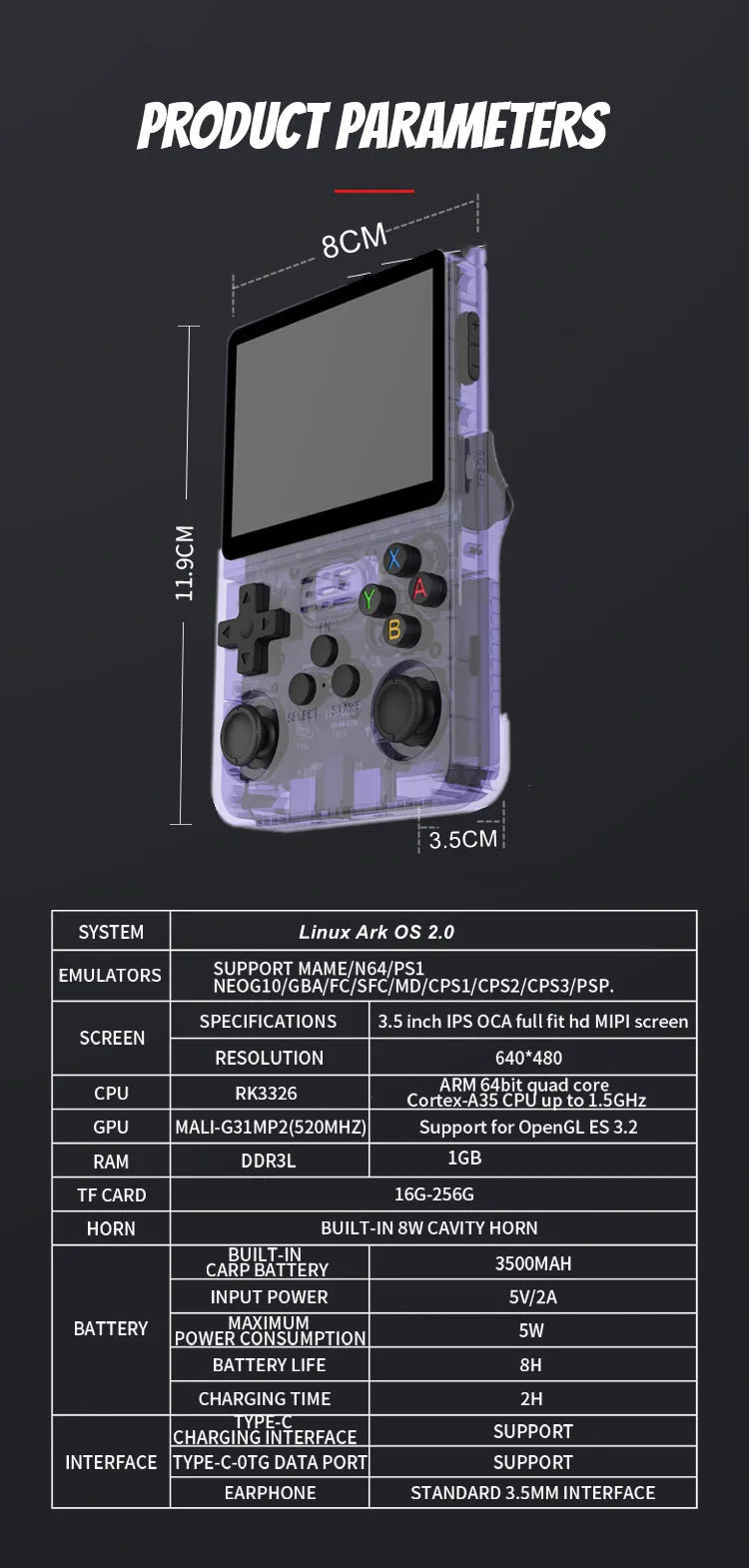 R36S Handheld Game Console 3.5-Inch IPS Linux System