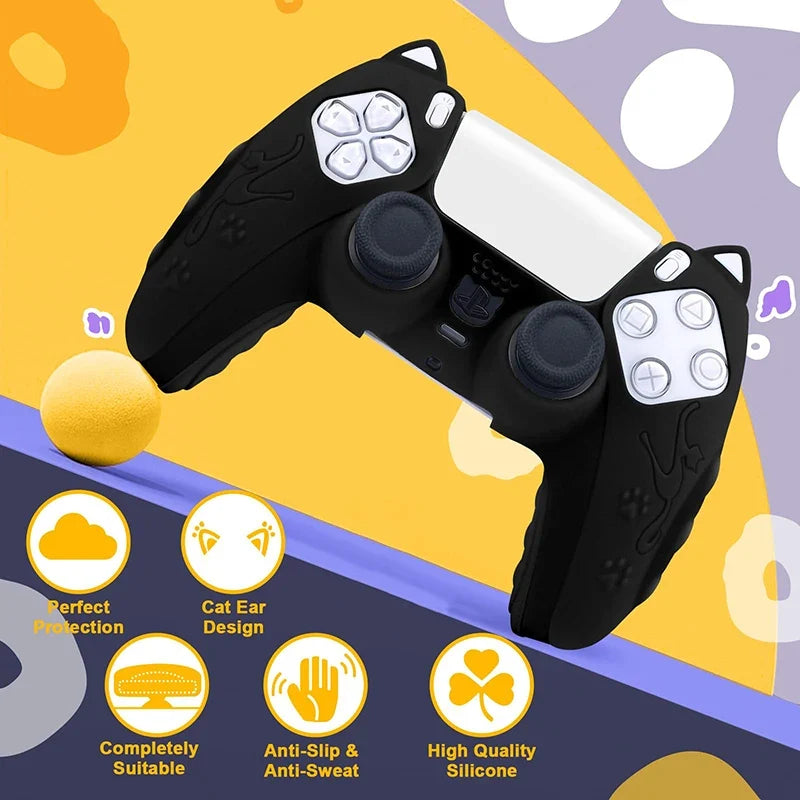 Cat Silicone Skin for PS5 Controller, Thumb Grips Protector