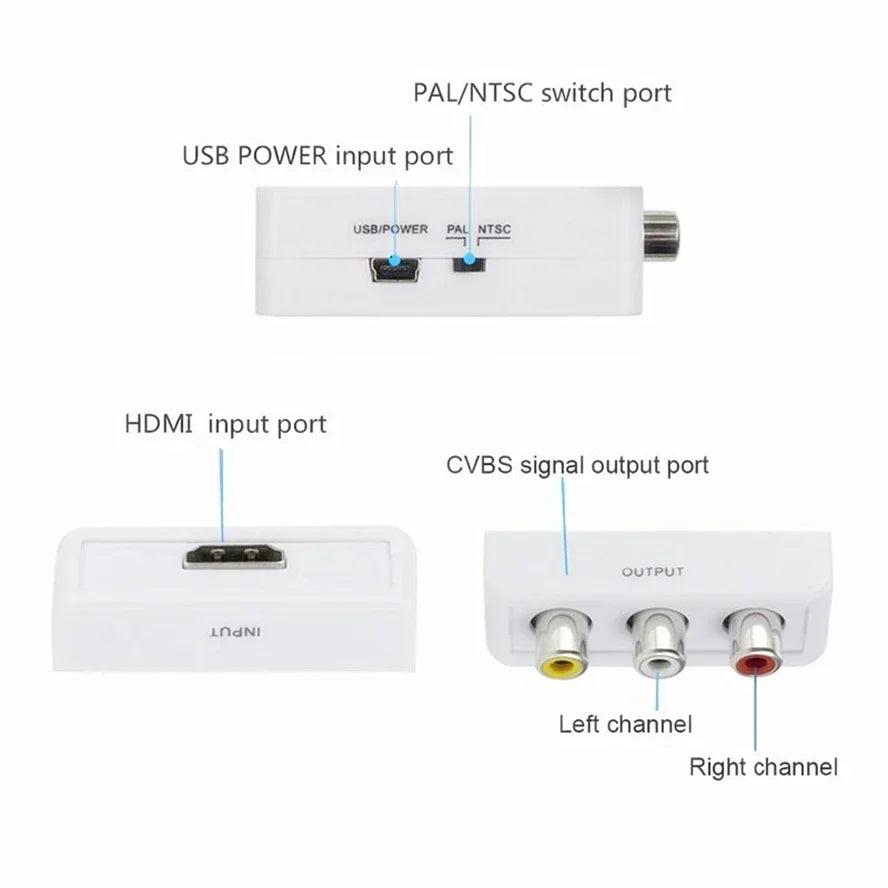 1080P HDMI-compatible to RCA AV Adapter RCA AV to HDMI-compatible CVSB LR Video Composite AV Scaler Converter for PC TV Xbox PS3