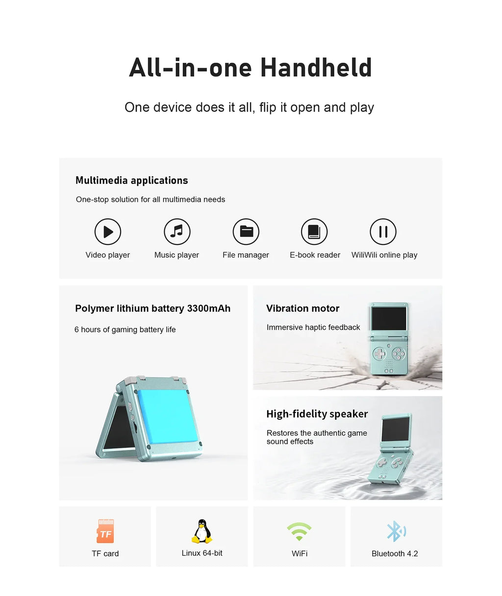 Anbernic RG SP Flip Handheld Game Console, 3.4-Inch IPS, 3300mAh