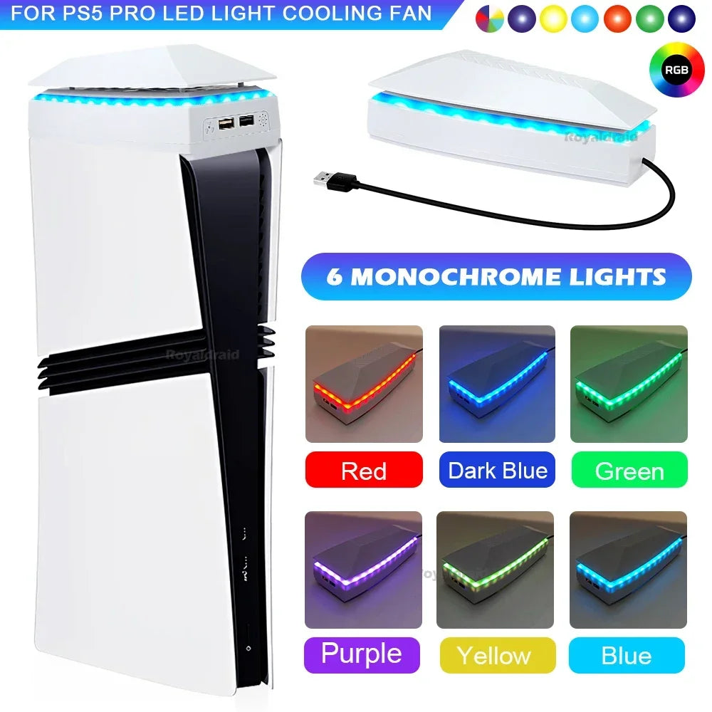 Top Cooling Fan for PS5 PRO Top Cooling System Game Cooler Stand Dust-proof Upper RGB Cooling Fan for PS5 PRO Gaming Console